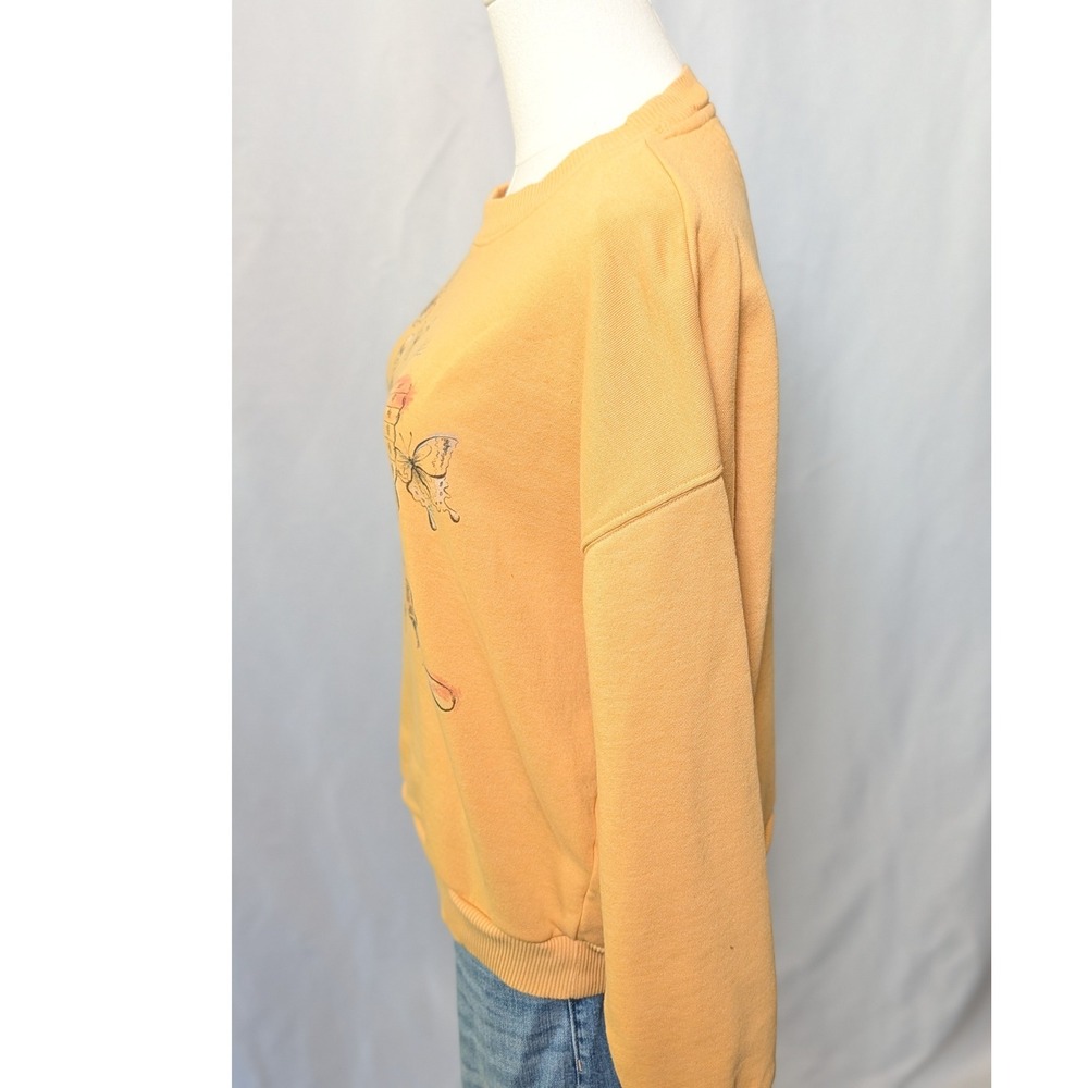 American Eagle Skeleton Butterfly Graphic Sweatshirt Mustard Yellow Medium